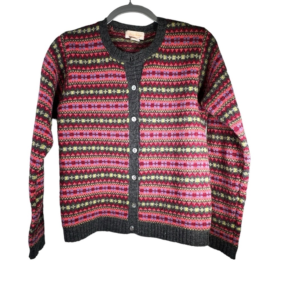 Brooks brothers Vintage Cardigan 100% wool Pink Red Gray Size Medium - Picture 4 of 10